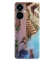 Camon 19 Pro Kılıf Resimli Desenli Silikon Platinium Series Cat And Girl 1808