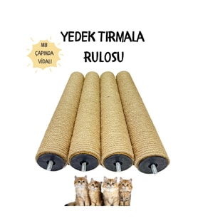 Kedi Tırmalama 40 cm Yedek Rulo 1. Sınıf Jüt İp M8 Çapında Somun Vidalı Tırmalama Rulosu 1 Adet