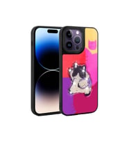 Apple iPhone 14 Pro Uyumlu Kılıf Parlayan Kabartmalı İkonik Figürlü Zore Amas Silikon Kapak (Mor)