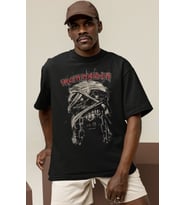 Tasarım Iron Maiden Rock Metal Müzik Grubu Baskılı Unisex Oversize Tişört