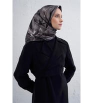 Armine Tivil Saf İpek Eşarp 9406 - 59 Siyah Karışık Desen