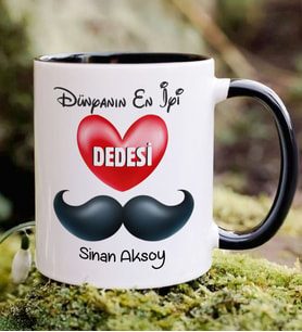 BK Gift Kişiye Özel Dünyanın En İyi Dedesi Tasarımlı Siyah Kupa Bardak, Doğum Günü Hediyesi