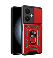 Newface Vivo Y27 Kılıf Pars Lens Yüzüklü Silikon - Kırmızı