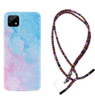 Realme C11 C21 C21Y C25Y C11 2021 Kılıf Boyun Asklı Rasta Silikon Pink Blue Abstract 1385