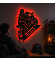 Kişiye veya Fotoğrafa Özel Led Işıklı Ahşap Hediyelik Motosiklet Tabloları, Dekor
