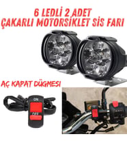2 Adet 6 Ledli Motosiklet Scooter Uyumlu Led Sis Farı Çakar Ve Sabit Mod Açma Kapatma Tuşlu usb siz