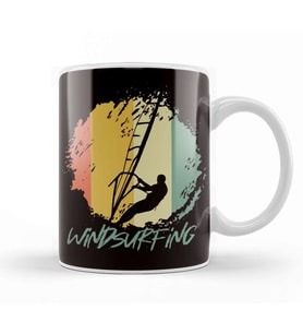 Vintage Windsurfing Retro Windsurfer Sailboarding Ocean Wave Kupa Bardak Porselen