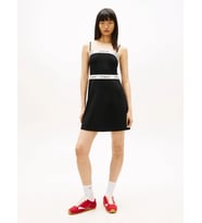 Tommy Hilfiger TJW Şerit Detaylı İnce Askılı Mini Kadın Siyah Elbise DW0DW22337BDS