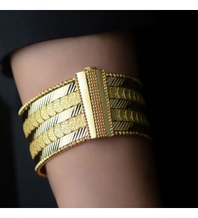 22k Altın Tuğralı Kalemli Kelepçe Bilezik