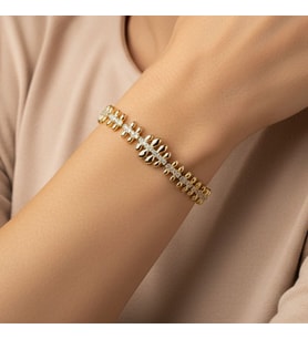 XUPING JEWELRY 14 Ayar Altın Kaplama, Kelebek Model Zirkon Taşlı Bileklik