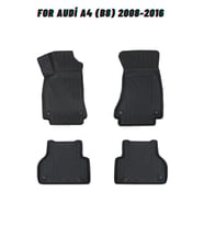 Audi A4 (B8) 2008-2016 ile Uyumlu Carbon Desenli Ultra Premium Havuzlu Oto Paspas (Çok Renkli)