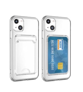 Apple iPhone 14 Kılıf Setra Kartlıklı Şeffaf Silikon Kılıf (Renksiz)