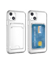 Apple iPhone 14 Kılıf Setra Kartlıklı Şeffaf Silikon Kılıf (Renksiz)