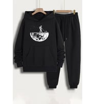 Unisex Uzay Temalı Baskılı Eşofman Takımı (Siyah)