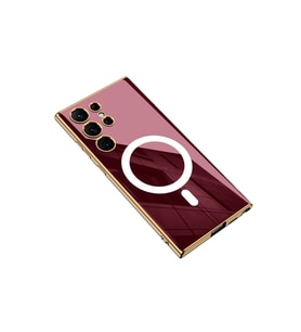 Samsung Galaxy S23 Ultra Uyumlu Kılıf Wireless Şarj Özellikli Kenarları Elektroplating Kaplama Aynalı Zore Kent Kapak