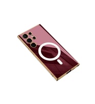 Samsung Galaxy S23 Ultra Uyumlu Kılıf Wireless Şarj Özellikli Kenarları Elektroplating Kaplama Aynalı Zore Kent Kapak
