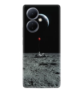 Vivo V29 Lite Kılıf Silikon Desen Özel Seri Astronoot Red Baloon 1608