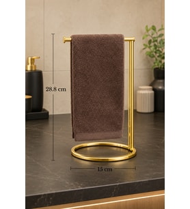 Parlak Altın Dikey Havluluk Havlu Askılığı Tezgah Üstü Banyo Mutfak Organizer Paslanmaz Metal