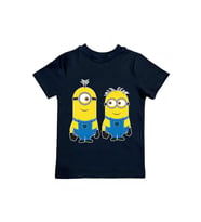 Minions baskılı pamuklu penye kumaş yazlık çocuk tişört (Siyah)
