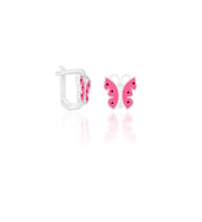 Kelebek 925 Ayar Gümüş Çocuk Küpesi Klipsli Model ST097 (Pembe)