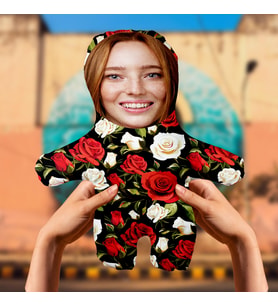 Motto Gift Kırmızı Gül Desenli Romantik Hediye Kişiye Özel Fotoğraflı Peluş Oyuncak 531056