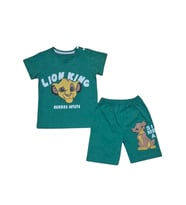 Lion Şort T-shirt Bebek Çocuk Yazlık Takım (Yeşil)