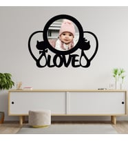 Love Yazılı Kedili Ahşap Tablo