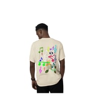 Müzik notası baskılı unisex oversize t-shirt (Krem)