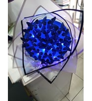 Mavi çiçek buketi led ışıklı yeni model sevgiliye eşine dostuna hediyelik (Mavi-Mavı)