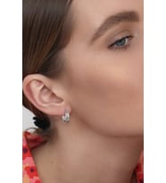 Kadın 925 Ayar Oval Küpe (Rodyum)