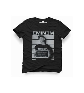 Tshirthane Eminem Hip-hop Rap Müzik Baskılı Erkek Dar Kesim Slim Fit t-shirt (Siyah)