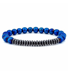 LACİVERT PARLAK HEMATİT DOĞAL TAŞ ERKEK BİLEKLİK J0162