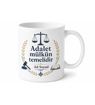 Hukukçuya Hediye Adalet İnsan Hakları Hukukun Üstünlüğü Temalı Porselen Kupa Bardak
