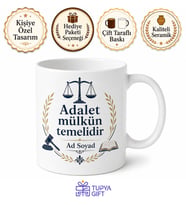 Hukukçuya Hediye Adalet İnsan Hakları Hukukun Üstünlüğü Temalı Porselen Kupa Bardak