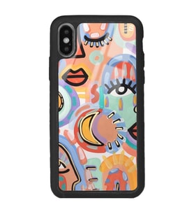 iPhone X Suluboya Retro Göz Tasarımlı Glossy Telefon Kılıfı