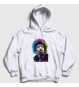 Presmono Unisex Beyaz Colors Jimi Hendrix Kapüşonlu Sweatshirt 302277tt
