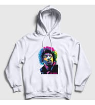 Presmono Unisex Beyaz Colors Jimi Hendrix Kapüşonlu Sweatshirt 302277tt