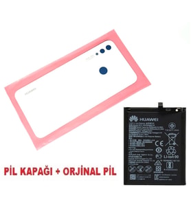 Tkgz Huawei Uyumlu Nova 3i Arka Pil Batarya Kapağı + PİL (CAM) BEYAZ
