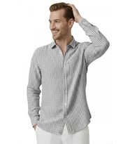 DeepSEA Gri Slim Fit %100 Pamuk Çizgili Erkek Gömlek – Cepli Yazlık Yeni Sezon Gömlek 2602627
