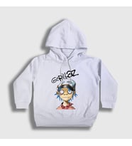 Presmono Unisex Çocuk Beyaz 2D Gorillaz Kapüşonlu Sweatshirt 54018tt