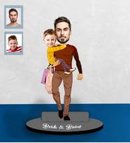 Kişiye Özel Babalar Günü Baba Erkek Çocuk Karikatürlü Ahşap Biblo Model-2
