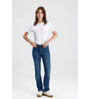 #KadınJean Az Giyilmiş Görünümlü Orta Indigo Boot Cut Kesim Monica24 Rahat Kadın Jean Pantolon