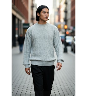 Unisex Oversize Fit Bisiklet Yaka Saç Örgü Uzun Kollu Ekstra Yumuşak Akrilik Karışımlı Triko Kazak