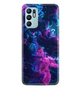 Oppo Reno 6 Kılıf Resimli Desenli Silikon Platinium Series Cloud Purple 1804