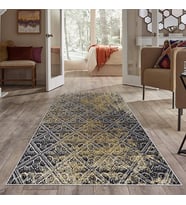 Beyaz Osmanlı Motifli gold Yıkanabilir Kaymaz Taban Leke Tutmaz Modern Salon Halısı ve Yolluk