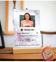 Kişiye Özel Fotoğraflı Spotify Şarkı Barkodlu Masaüstü Plak oh1194