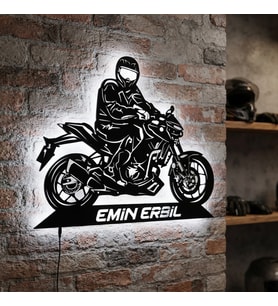Kişiye veya Fotoğrafa Özel Led Işıklı Ahşap Hediyelik Motosiklet Tabloları, Dekor
