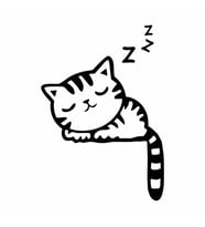 Uyuyan Kedi Priz Sticker Siyah 12x18 cm