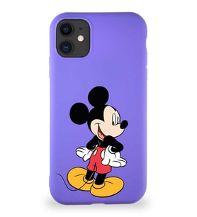 Apple iPhone 11 Soft Premier Kapak Mickey Mouse-D Tasarımlı Silikon Kılıf - Mor (Şeffaf)