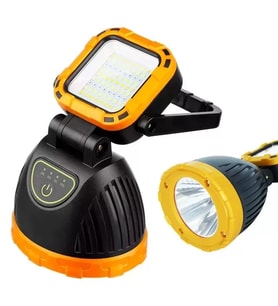 Pm-8033A Solar Şarjlı 6 Modlu El Feneri Işıldak Acil Durum Lambası (Beyaz Sarı Kırmızı)